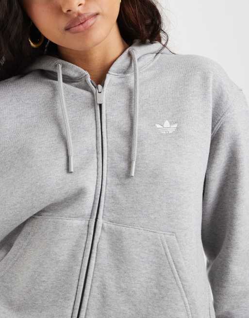 adidas Originals Essential Hoodie mit durchgehendem Reißverschluss in Grau, 3 von 4