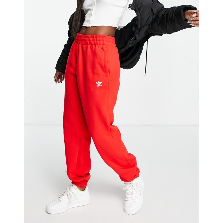 Red adidas sale joggers outfit