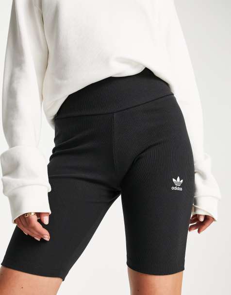 adidas Training plus 3 stripe side panel legging shorts in black