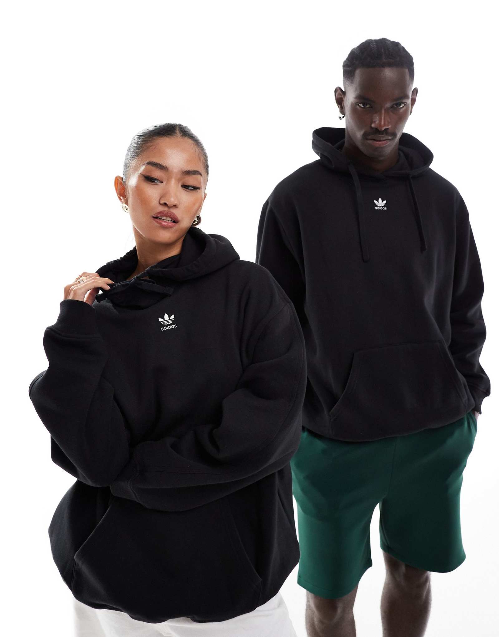 толстовка adidas Originals essential oversize с капюшоном черного цвета