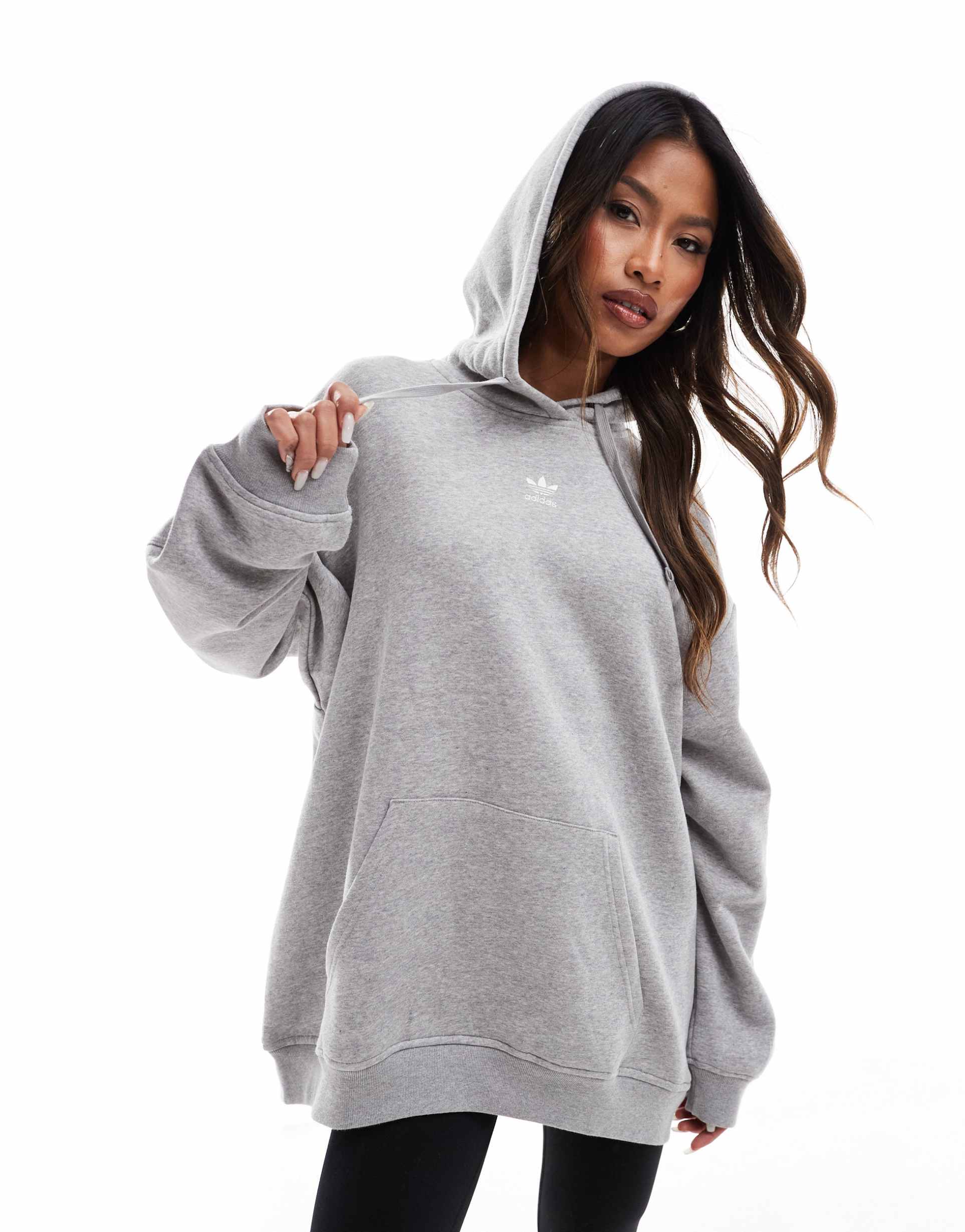 adidas originals essential oversized hoodie in gray
