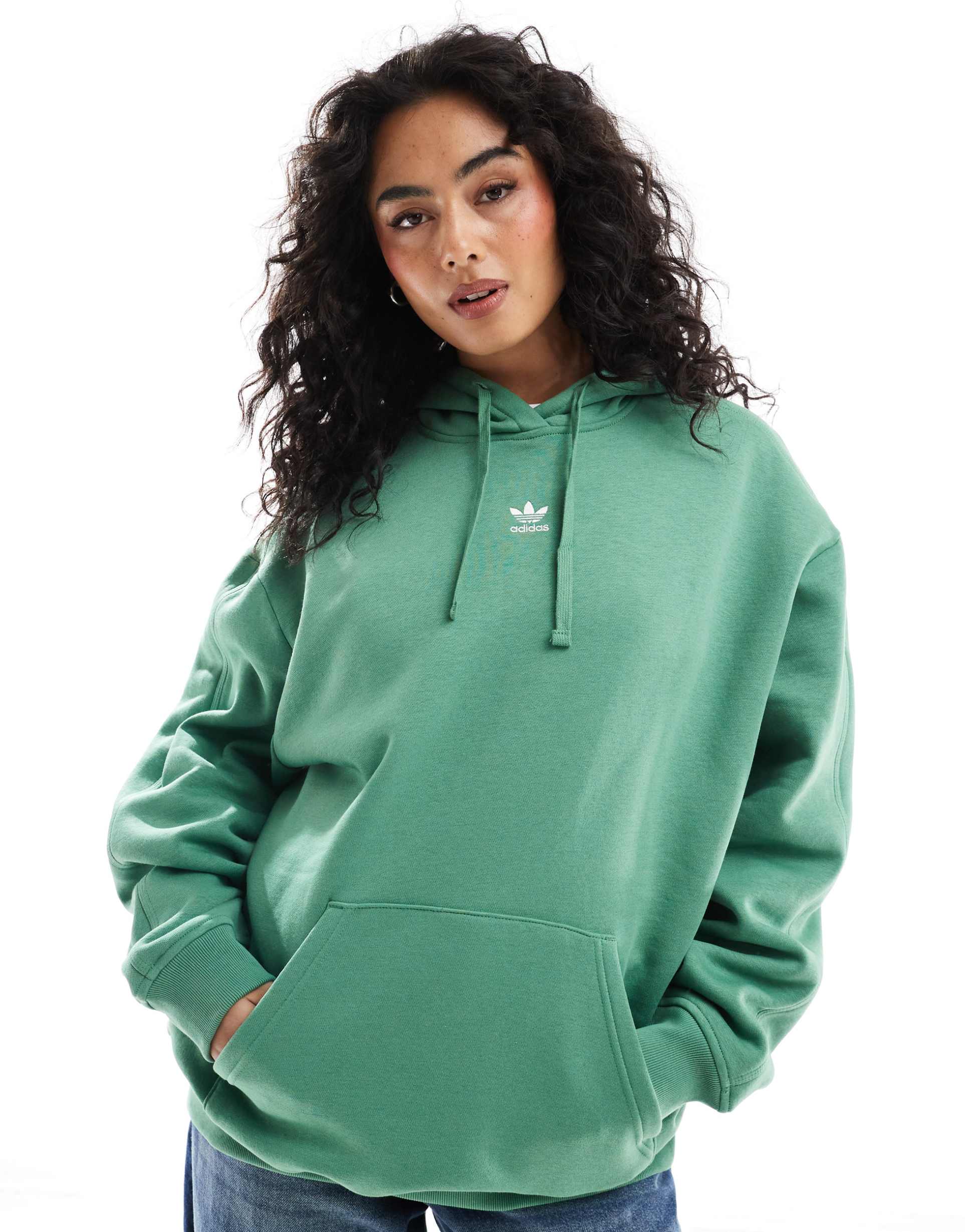 adidas originals essential oversized hoodie in green