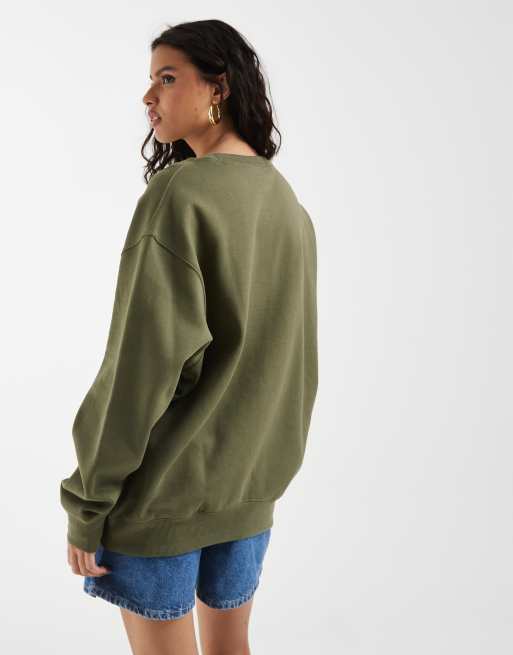 adidas Originals essential oversized sweatshirt i olivengrøn, 3 af 4