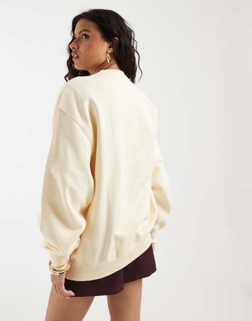 adidas Originals essential oversized sweatshirt in butter yellow, 4 of 4