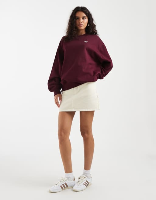 adidas Originals essential oversized sweatshirt in maroon, 2 of 4