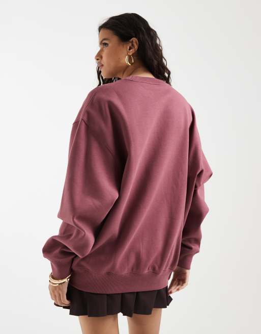adidas Originals essential oversized sweatshirt in muted brown, 3 of 4