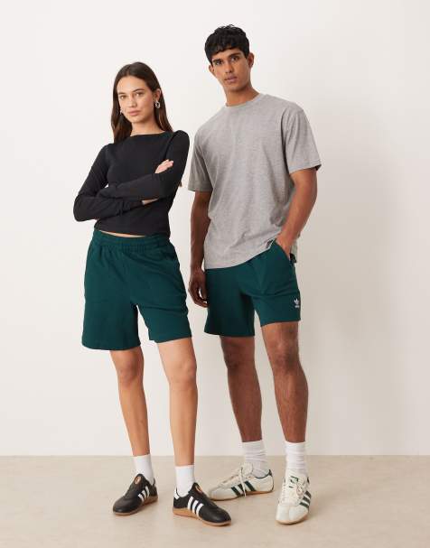 adidas Originals - Essential - Pantaloncini verde scuro lavorati a nido d'ape - view 1