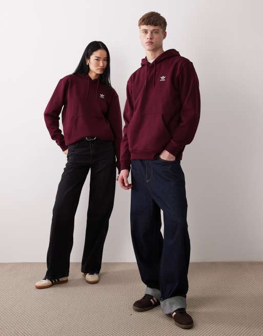 adidas Originals - Essential - Rødbrun og lyseblå hættetrøje, 3 af 4