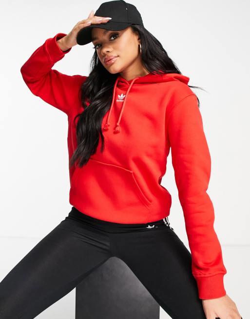 adidas Originals – Essential – Röd huvtröja med centrerad logga