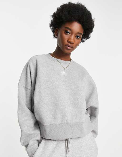 adidas Originals essential sweat with central logo in gray | ASOS