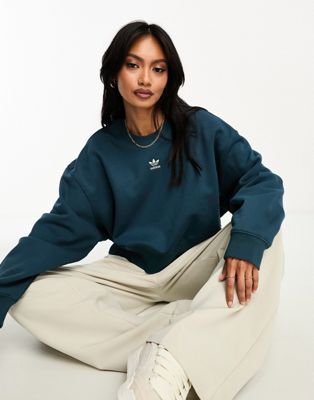 adidas Originals essential sweatshirt in dark navy - ASOS Price Checker