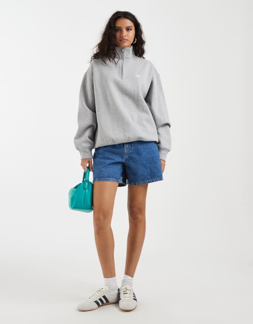 adidas Originals Essential Sweatshirt mit halbem Reißverschluss in Grau, 3 von 4