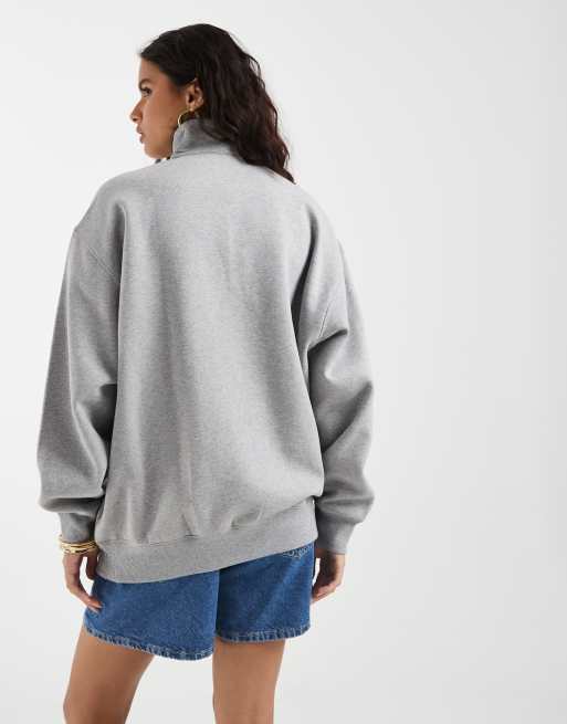 adidas Originals Essential Sweatshirt mit halbem Reißverschluss in Grau, 4 von 4