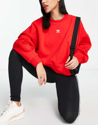 Adidas Originals Plus Adicolor Large Logo Sweatshirt In Crimson-red In Red