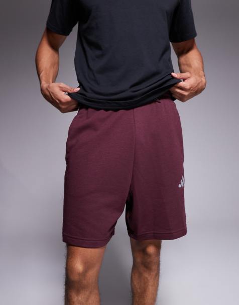 adidas Originals essential three stripe shorts in burgundy