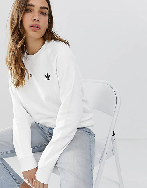 adidas Originals – Essential – Vit sweatshirt med rund halsringning