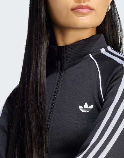 adidas Originals Essentials 3 striber sømløs tracktop i sort, 4 af 4