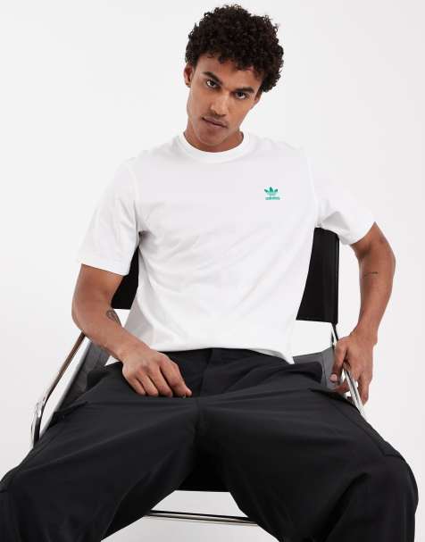 adidas Originals – Essentials – Biało-zielony T-shirt o luźnym kroju - view 1