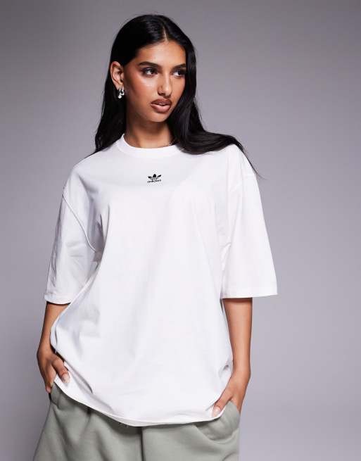 adidas Originals – Essentials – Biały T-shirt z logo Trefoil