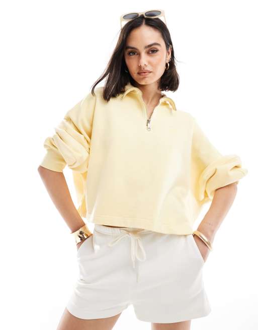adidas Originals – Essentials – Bladożółta bluza z zamkiem pod szyją