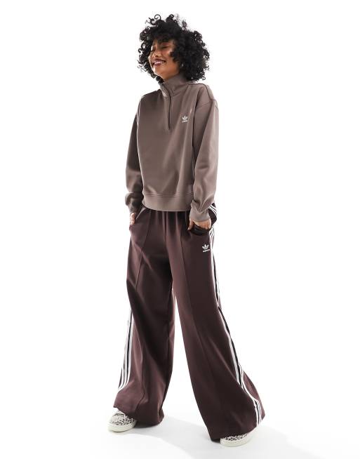 adidas Originals – Essentials – Brązowa bluza z zamkiem pod szyją