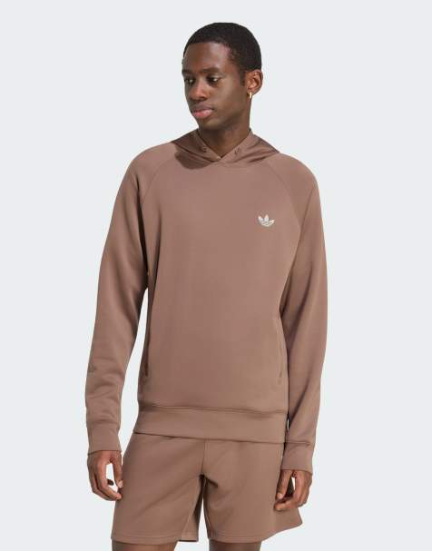 adidas Originals – Essentials – Brun huvtröja med treklöverlogga - view 1