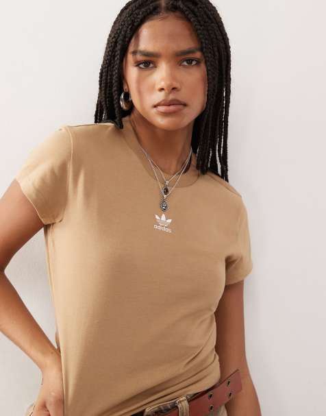 adidas Originals – Essentials – Brun smal t-shirt - view 1