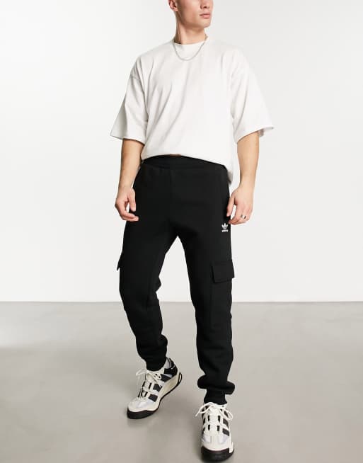 adidas Essentials cargo joggers in black ASOS