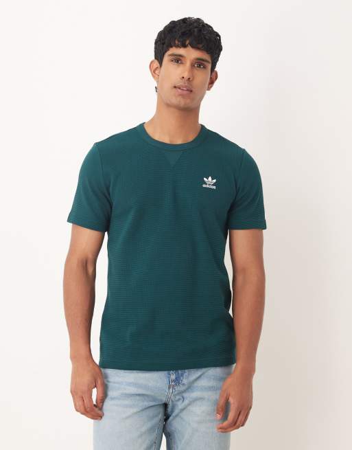 adidas Originals – Essentials – Ciemnozielony T-shirt o waflowej strukturze