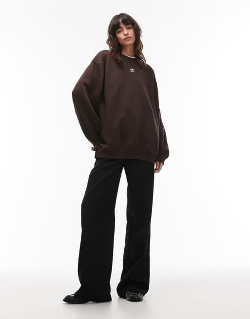 adidas Originals essentials crew neck sweatshirt in brown