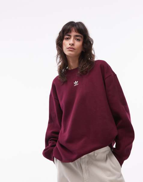 adidas Originals essentials crew neck sweatshirt in maroon - view 1