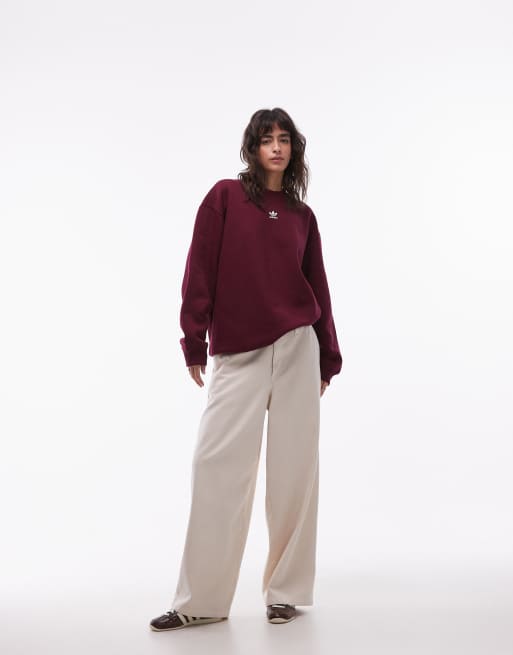 adidas Originals essentials crew neck sweatshirt in maroon