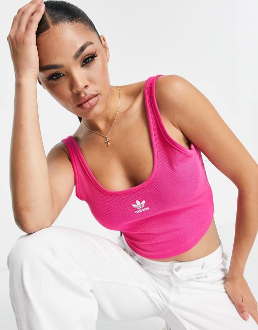 adidas Originals essentials crop top with logo in pink