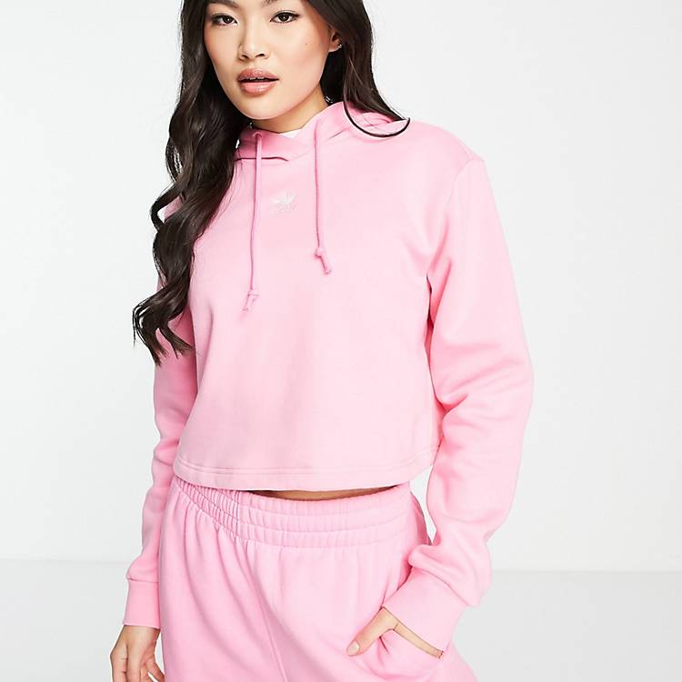 adidas Originals Essentials cropped hoodie in bliss pink | ASOS