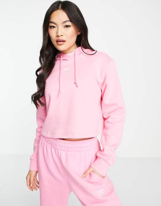 adidas Originals Essentials cropped hoodie in bliss pink