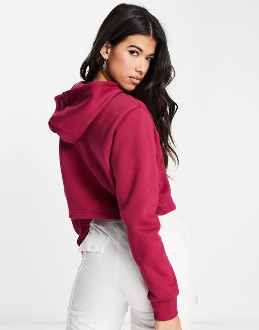 adidas Originals Essentials cropped hoodie in burgundy