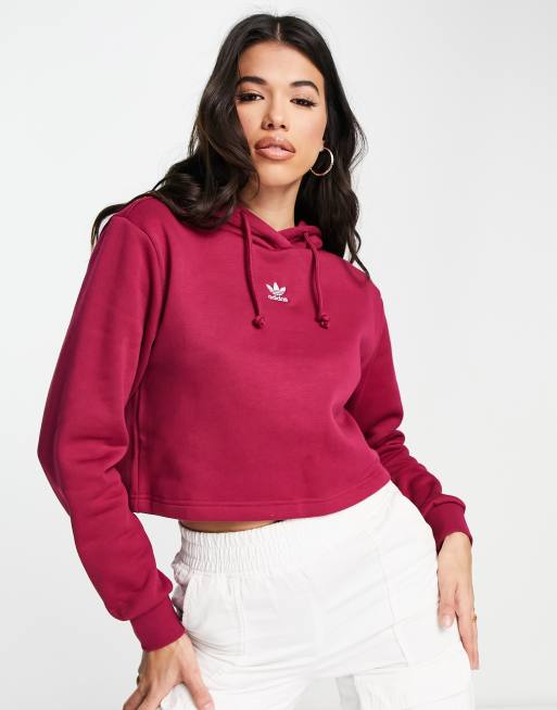 Adidas maroon 2025 cropped hoodie