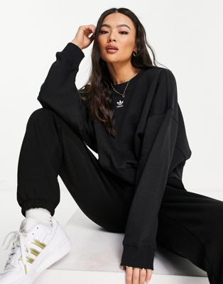 adidas Originals Essentials cropped sweatshirt in black | ASOS