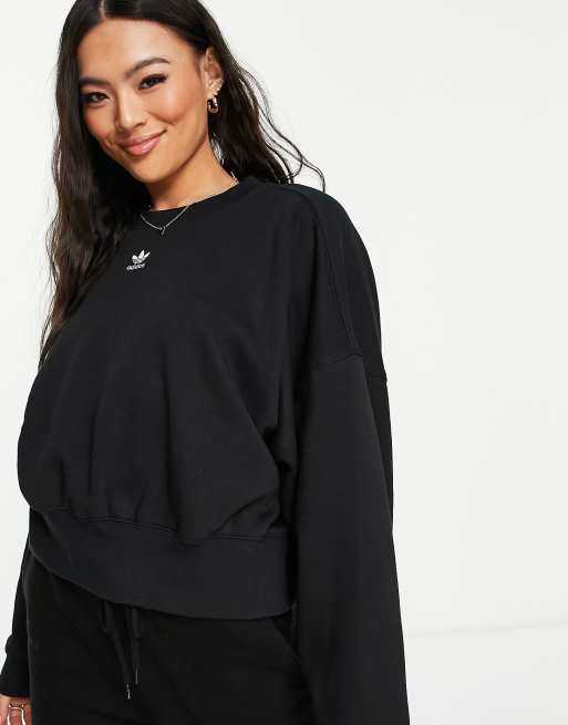 Adidas black outlet cropped sweatshirt