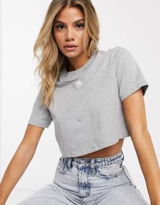 adidas crop top grey