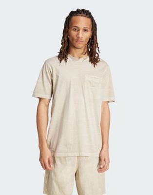 Adidas Originals Essentials dyed pocket t-shirt in beige