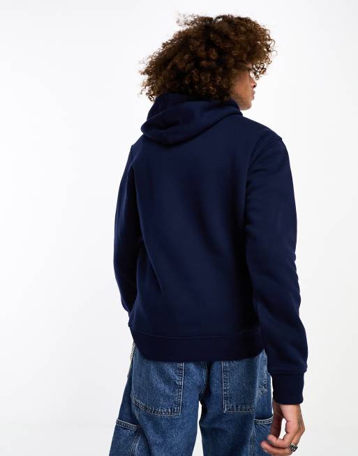 adidas Originals Essentials Felpa con cappuccio blu scuro con logo trifoglio ASOS