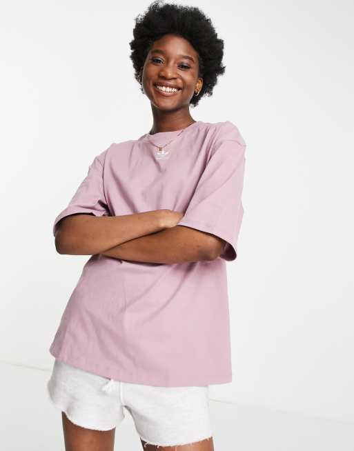 adidas Originals – Essentials – Fiołkowy T-shirt z logo na środku
