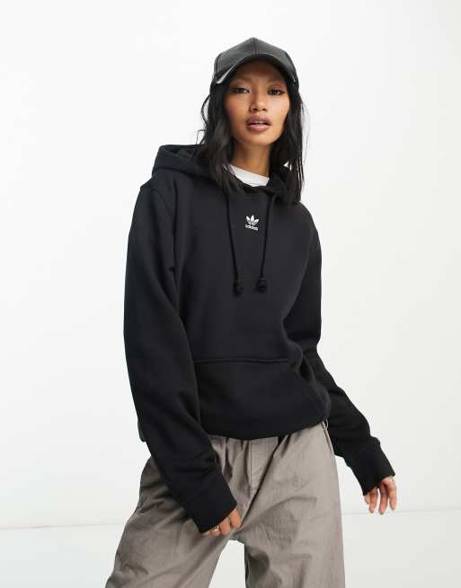 Adidas originals essentials hoodie sales in black