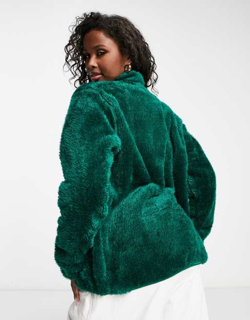 Adidas originals faux fur high fashion neck in green