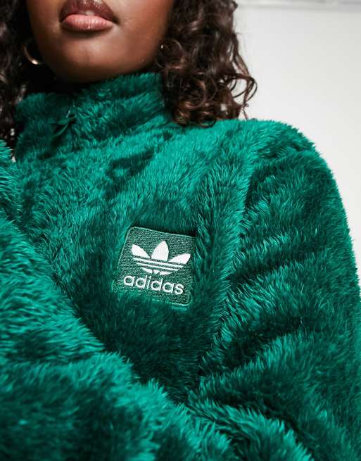 Adidas originals faux fur high neck top in outlet green