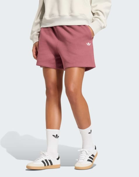 adidas Originals Essentials fleece loose shorts in burgundy - view 1