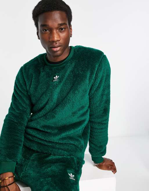 adidas Originals Essentials fluffy crew neck jumper in dark green