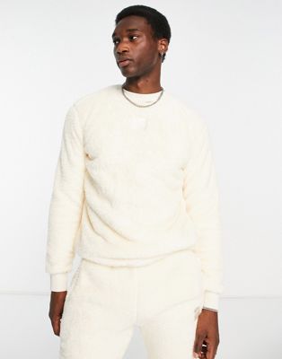 adidas originals Essentials+ fluffy crew neck sweatshirt in wonder white