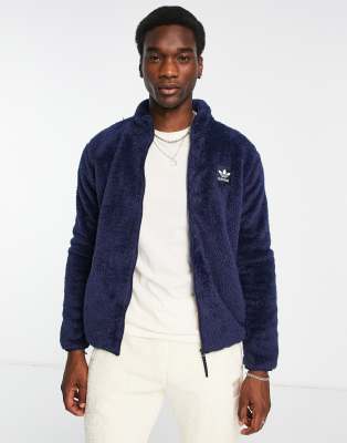 adidas Originals Essentials+ fluffy full zip fleece in night